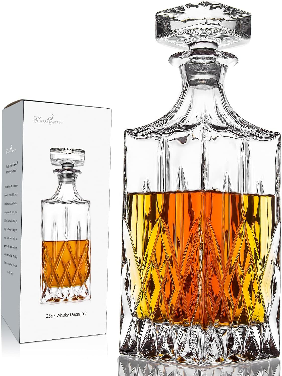 Lead-Free Crystal Whiskey Decanter with Glass Stopper L133