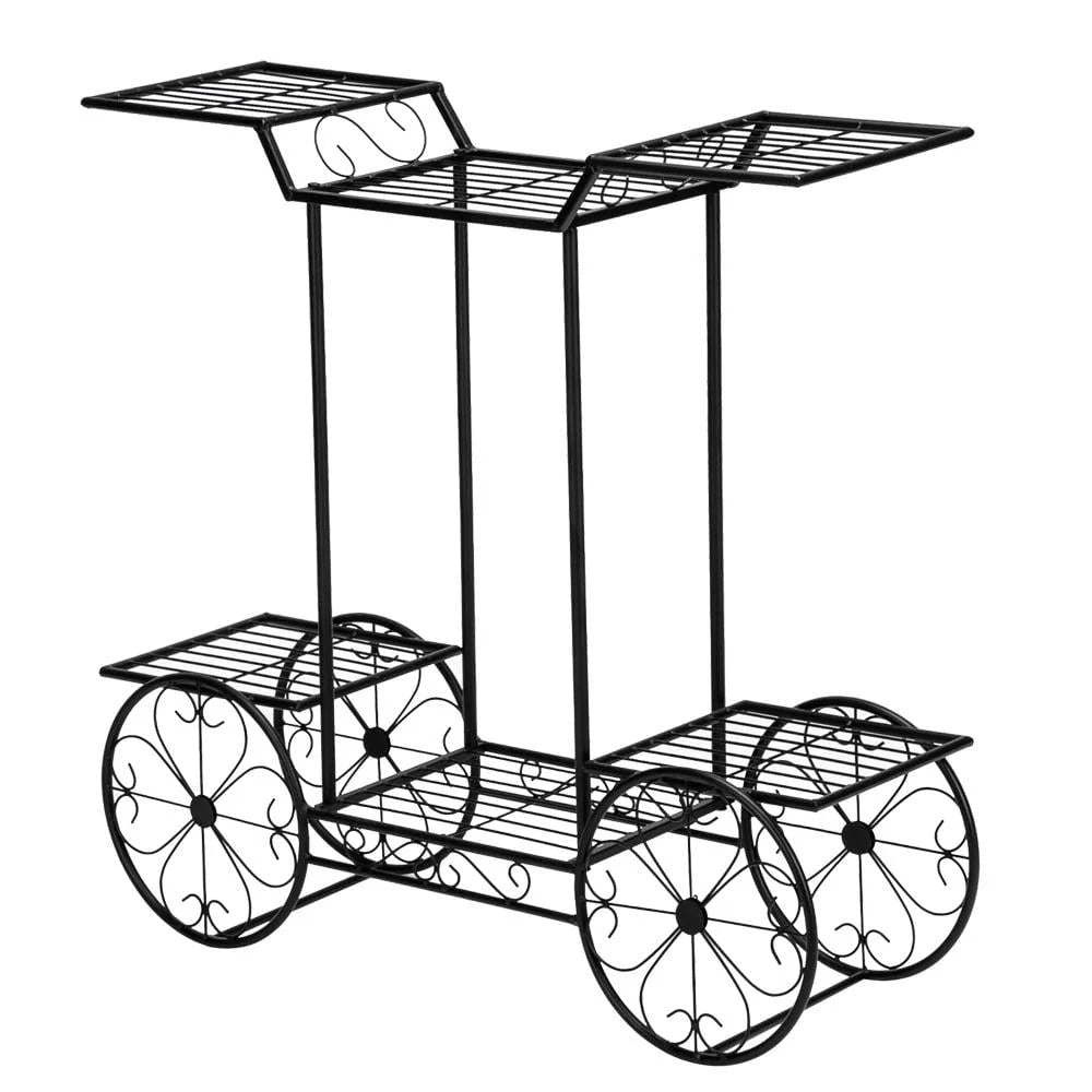 6-Tier Black Metal Plant Stand Y864786