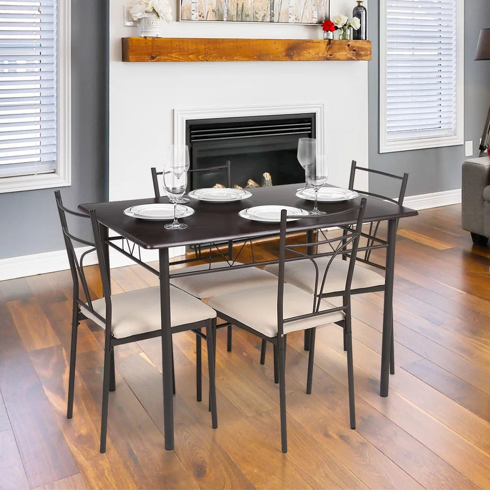 5-Piece Wood & Metal Dining Set U2120