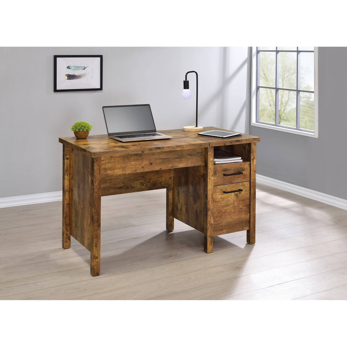 Antique Nutmeg Lift Top Office Desk I48395
