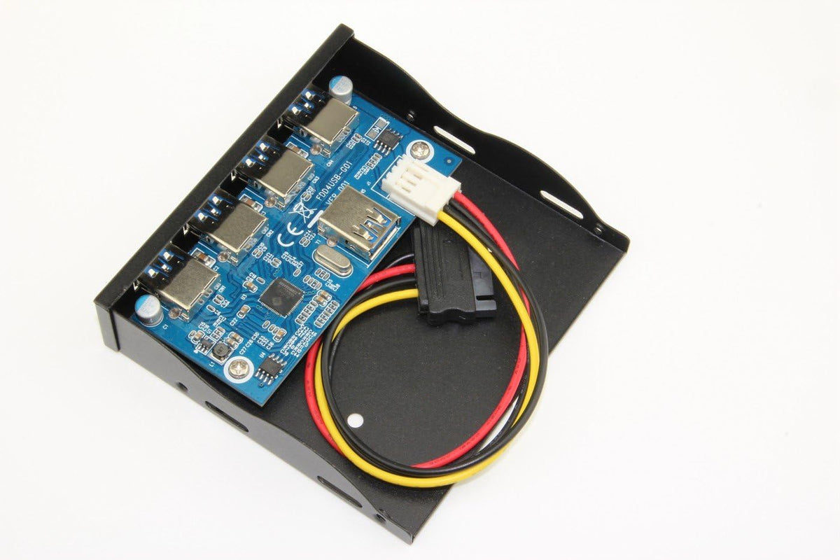 USB 3.0 4-Ports 3.5 inch Metal Front Panel USB Hub with 15 Pin SATA Power Connector O73074