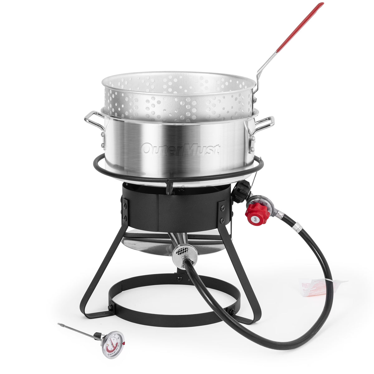 11 Qt. Aluminum Outdoor Deep Fry Pot with Basket and Thermometer A1640