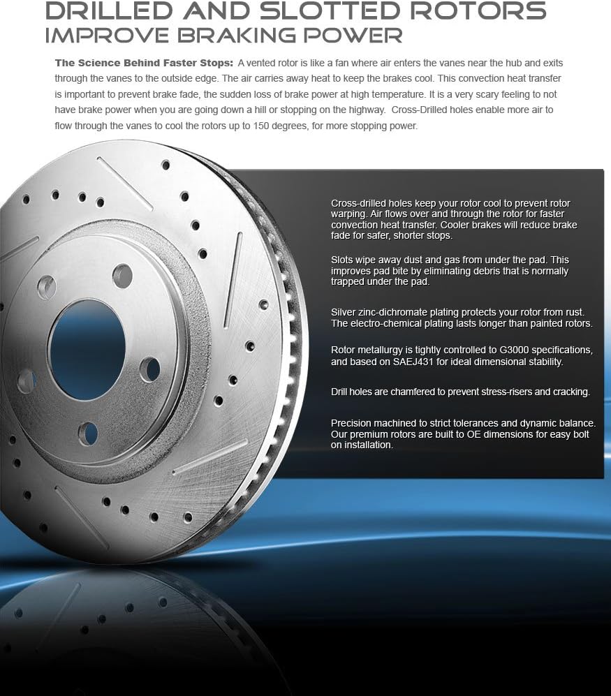 292mm Front + 289.8mm Rear 5 Lug Brake Rotors + Ceramic Brake Pads + Clips F51427