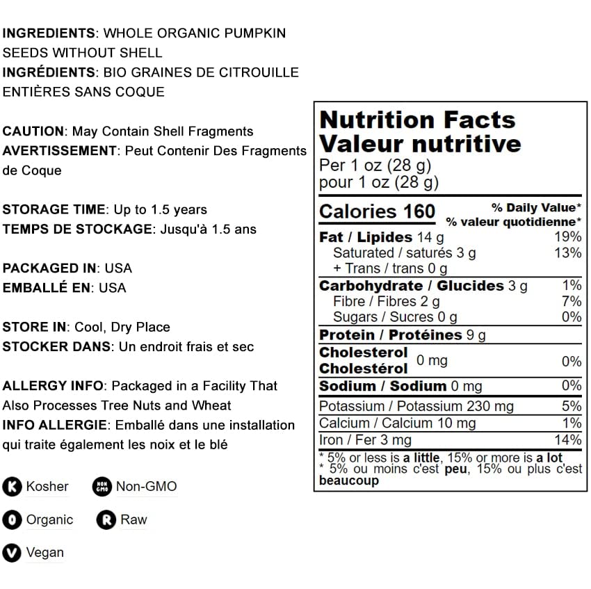 Organic Raw Pepitas, 12 Ounces — Pumpkin Seed Kernels, Unsalted, No Shell X882821