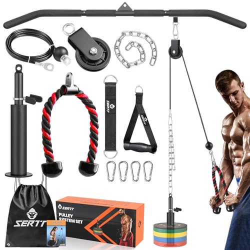 Cable Pulley System Gym with LAT Pull Down Bar and Loading Pin O450