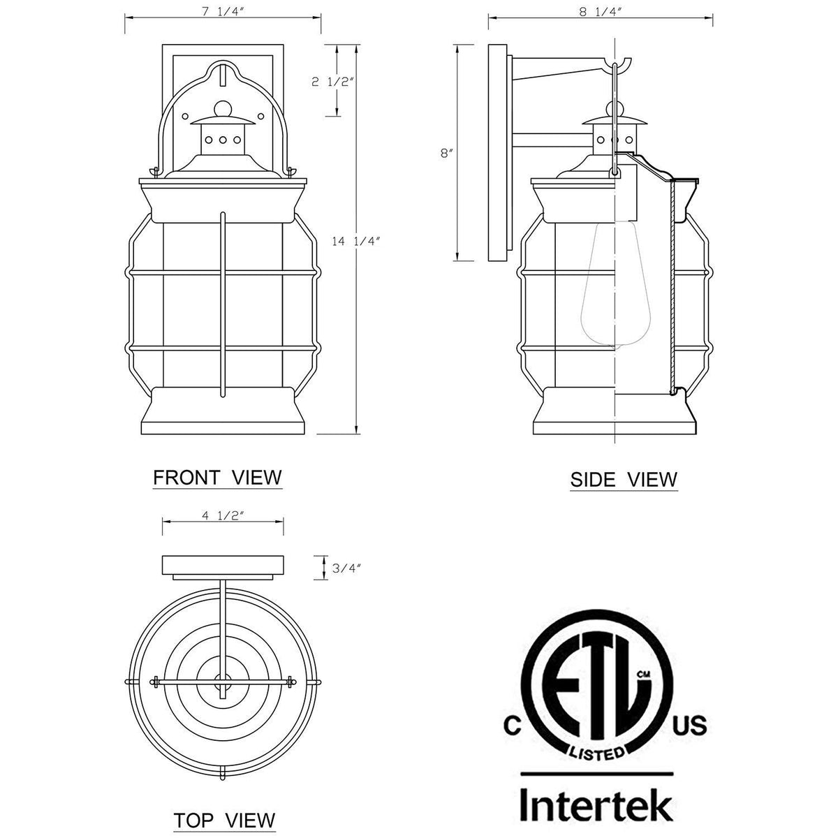 1-Light Oil Rubbed Bronze Outdoor Wall Lantern Sconce with Clear Glass L89360