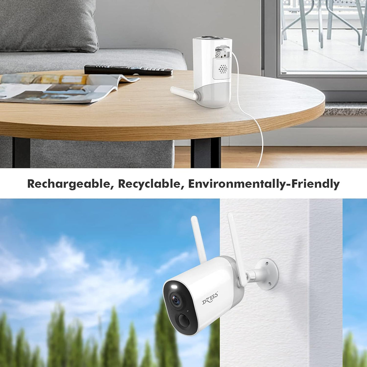 Wireless Rechargeable Battery Security Camera with Spotlight A951