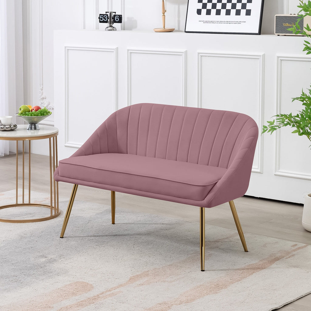 Purple Tufted Back Loveseat with Metal Legs L1208