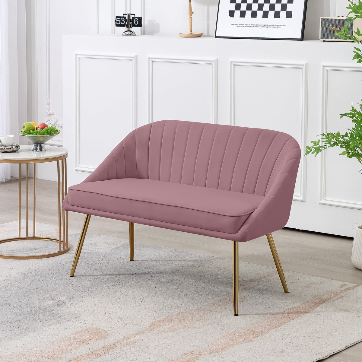 Purple Tufted Back Loveseat with Metal Legs L1208