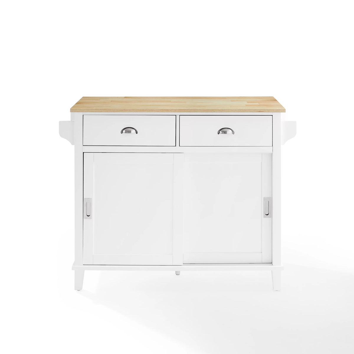 Drop Leaf Kitchen Island White Natural B84132
