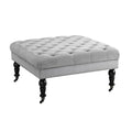 Gray Velvet Square Tufted Ottoman W5365