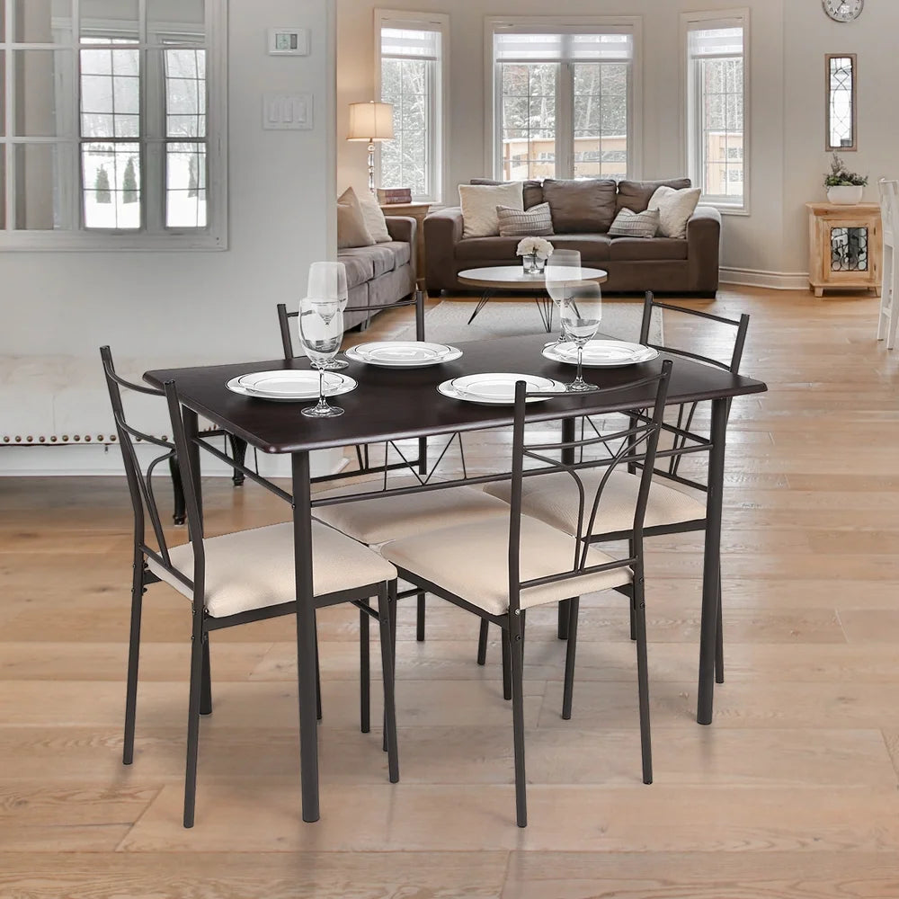 5-Piece Wood & Metal Dining Set U2120