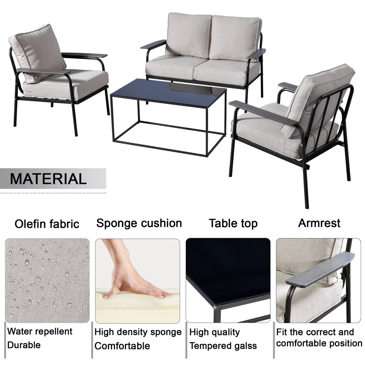 4 Pieces Wicker Outdoor Sectional Sofa with Coffee Table H306