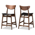 Faux Leather Counter Stool, Set of 2, Black C21154