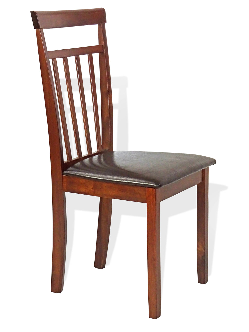 5 Pcs Rectangular Table 3 Wooden Chairs Bench Medium Brown I505