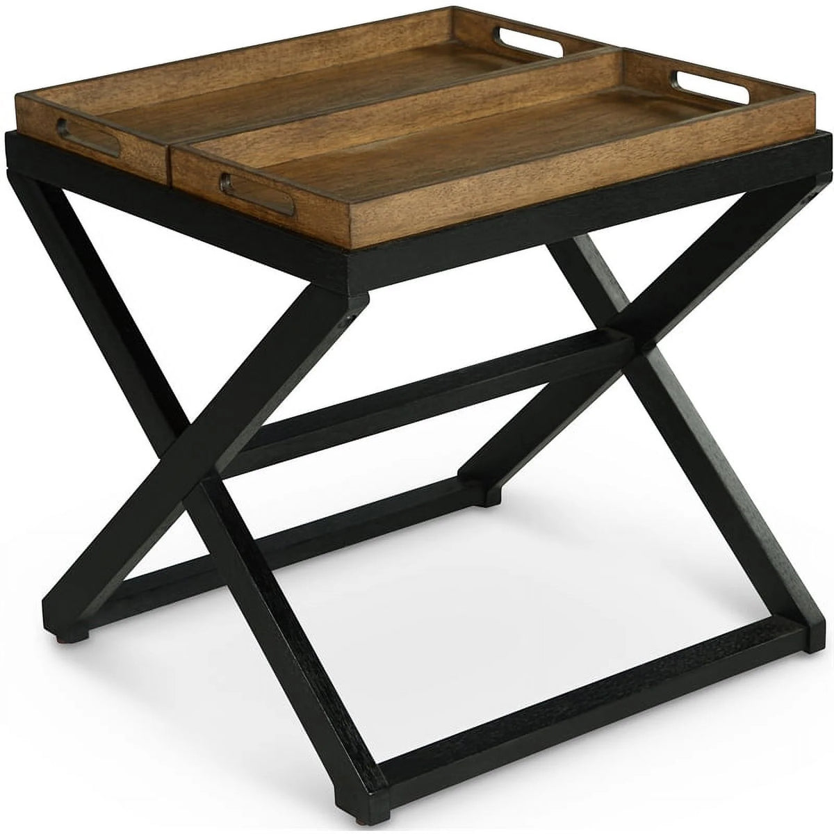 Walnut and Ebony Solid Wood End Table Q702271