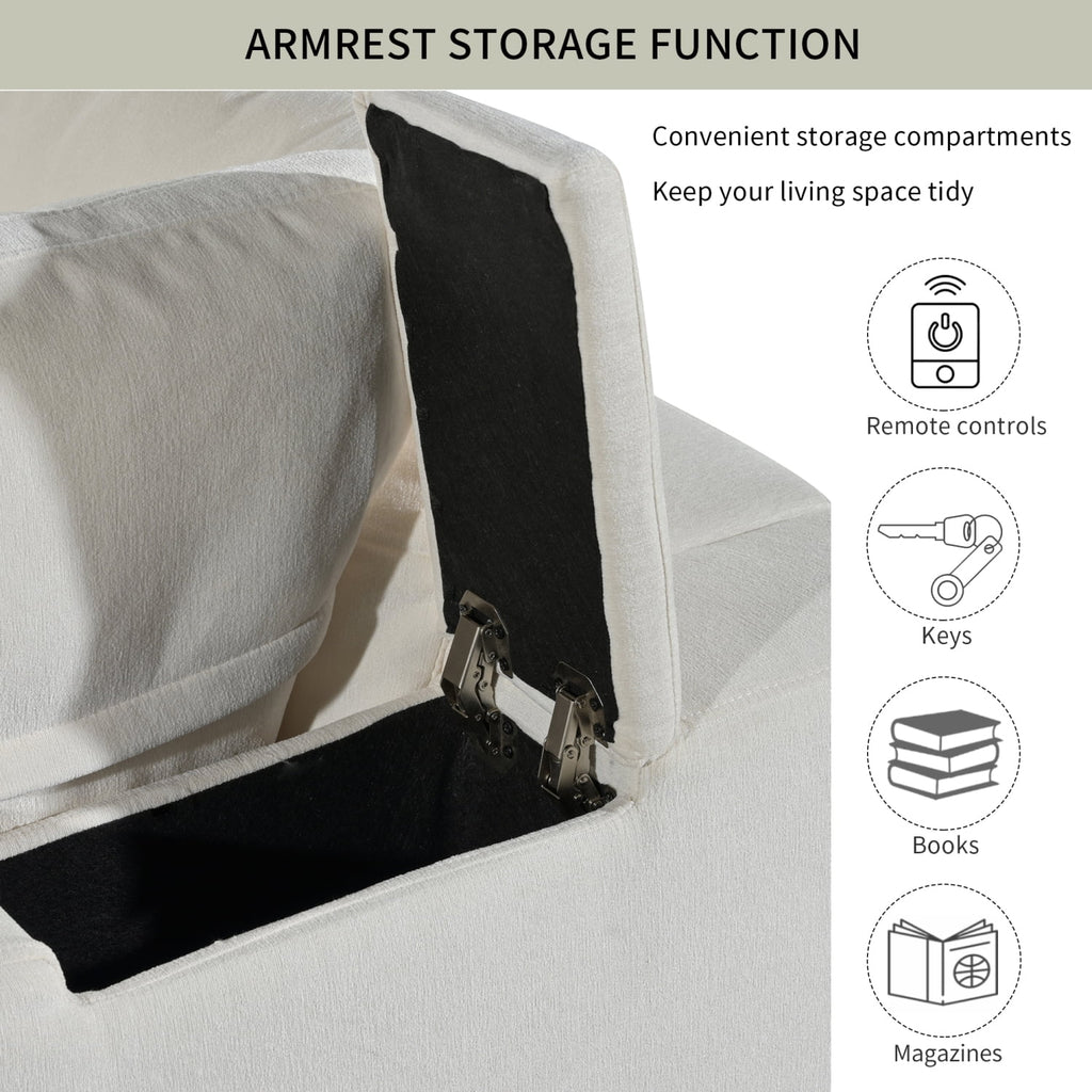 Beige 4 Seat Upholstered Modular Sofa with USB Charge Ports R906