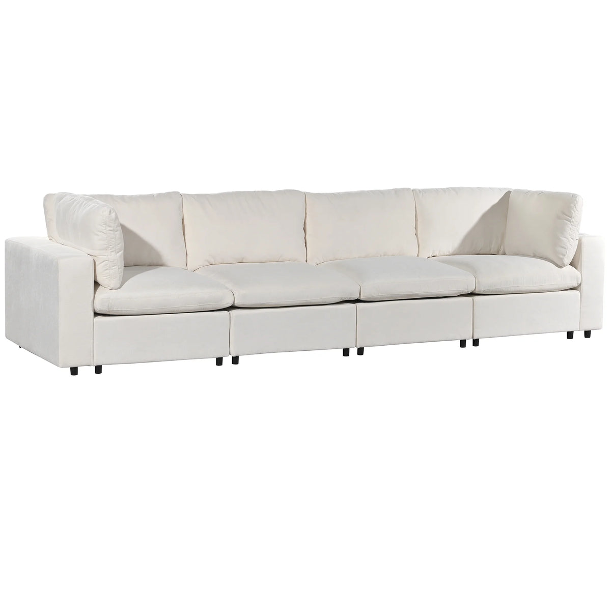 Beige 4 Seat Upholstered Modular Sofa with USB Charge Ports R906