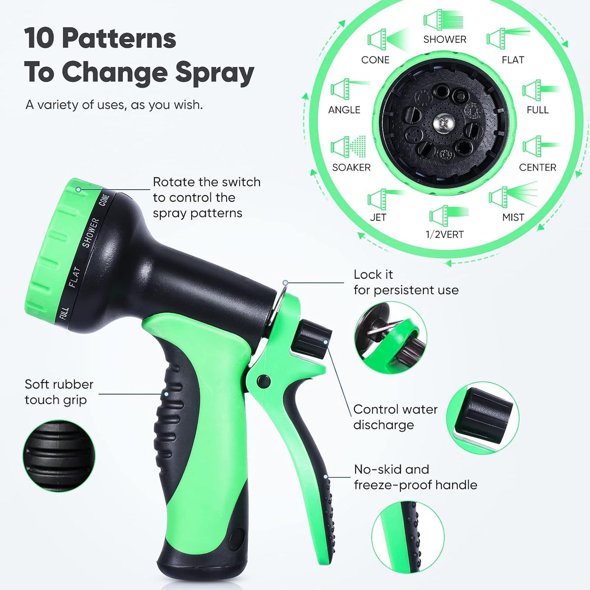 Expandable Garden Hose 100ft Heavy Duty Flexible Water Hose with 10 Function Sprayer Nozzle, 3/4 inch Solid Brass Fittings A4881