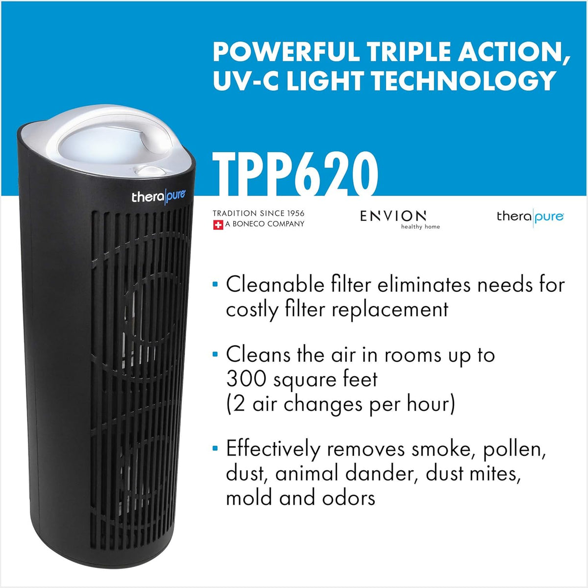 Tower Air Purifier with Handle, HEPA-Type Filter U757217