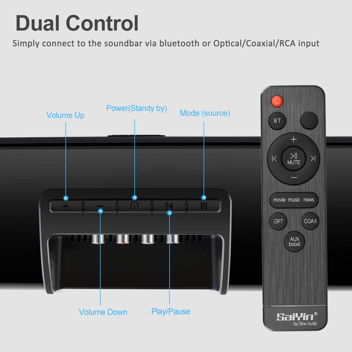 Wired and Wireless Bluetooth Sound Bar G211375