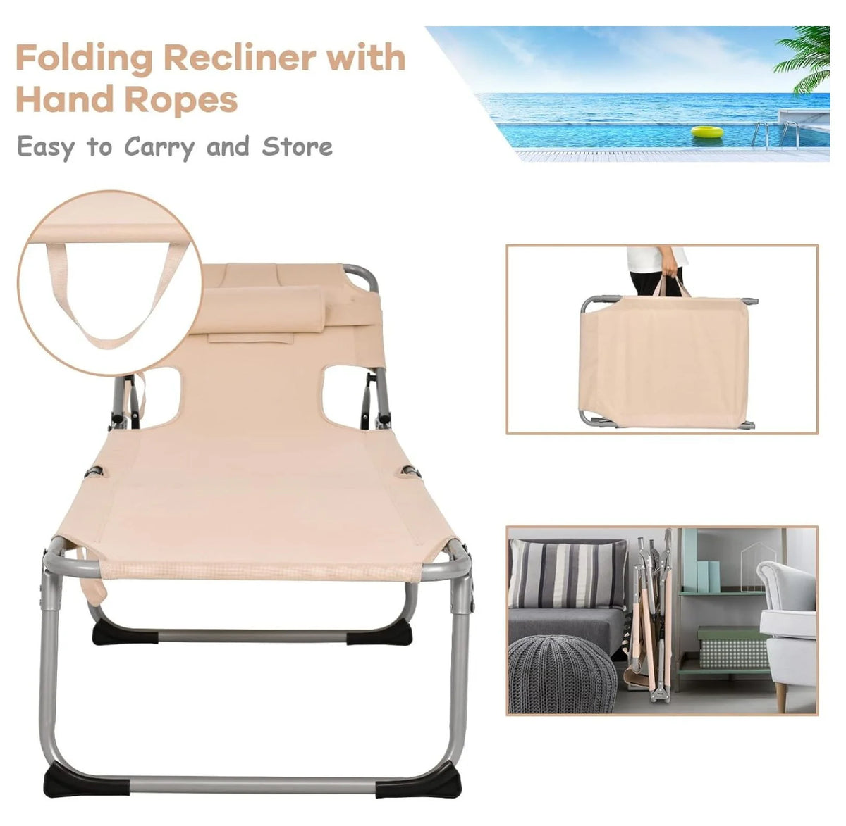 Folding Tanning Chair with Face Arm Hole Z9686