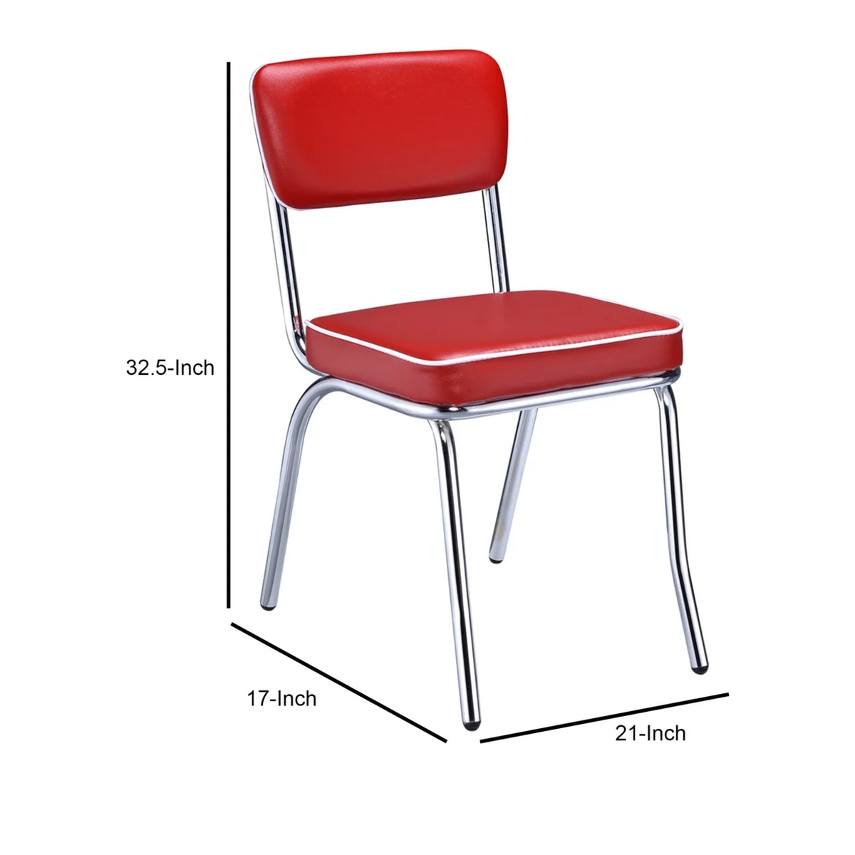 Red and Chrome Open Back Side Chairs Set of 2 M858465