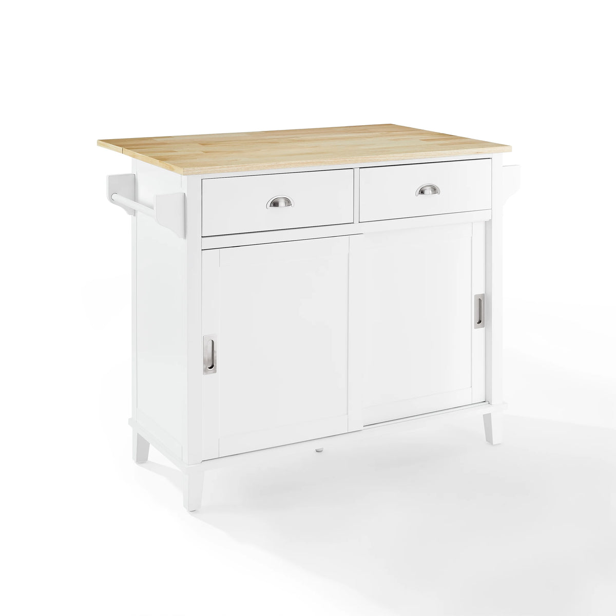 Drop Leaf Kitchen Island White Natural B84132