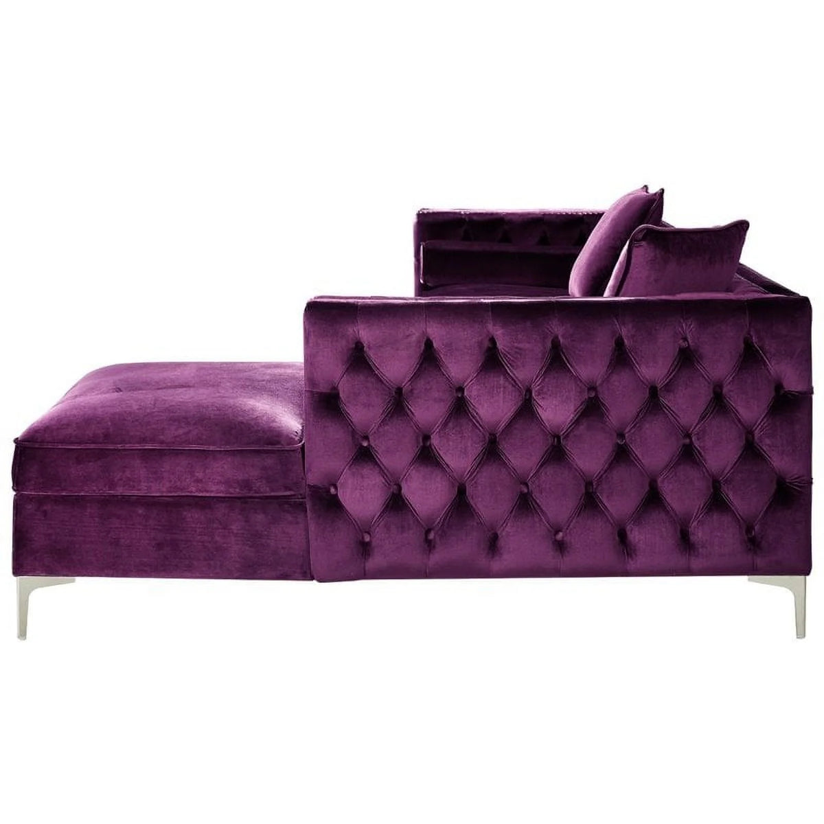 Purple Velvet Sectional Sofa with Right Facing Chaise S26475
