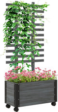 Gray Raised Garden Bed with Trellis Q7588