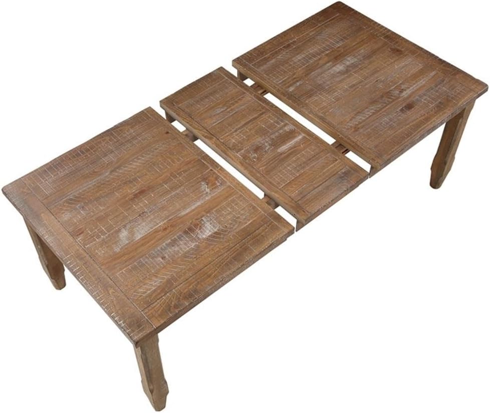 Light Brown Distressed Wood Extendable Dining Table J1339