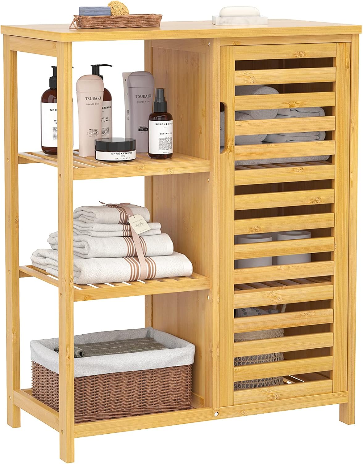 Bamboo Storage Cabinet with Shutter Door & Shelves H254