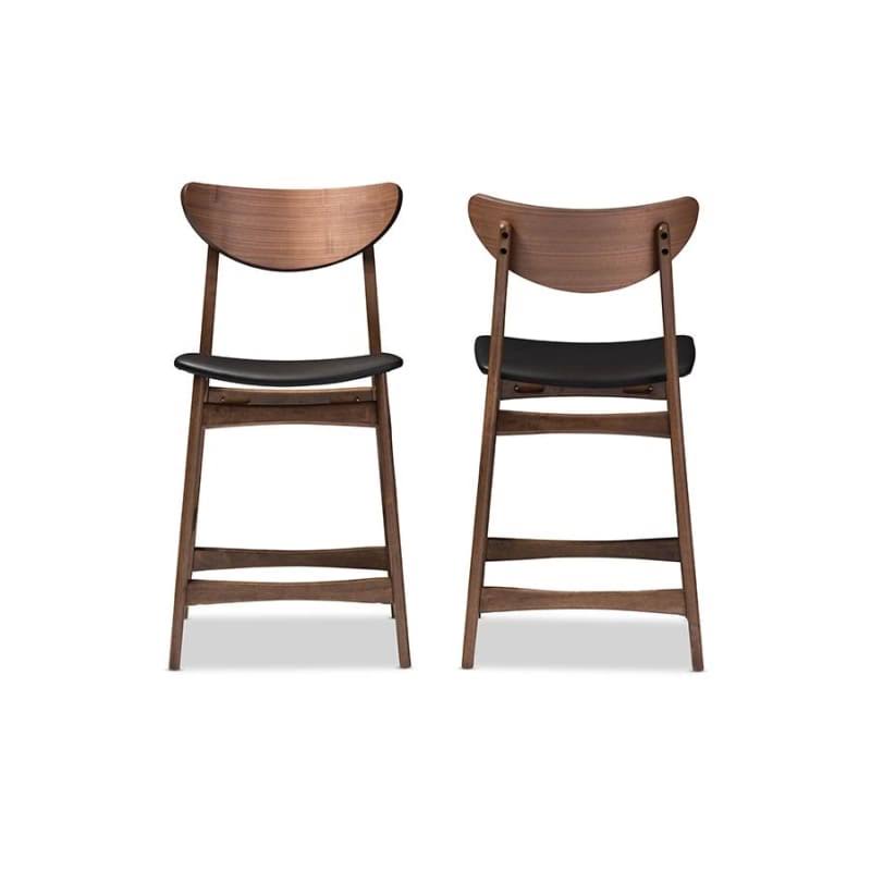Faux Leather Counter Stool, Set of 2, Black C21154