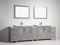 108 in. Double Sink Vanity Cabinet with Ceramic Sink & Mirror Grey U9666