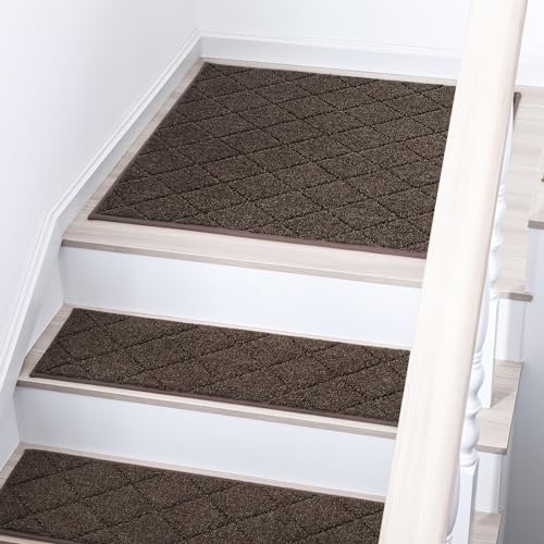 Non-Slip Carpet Stair Treads 15pc Beige Polyester A9979