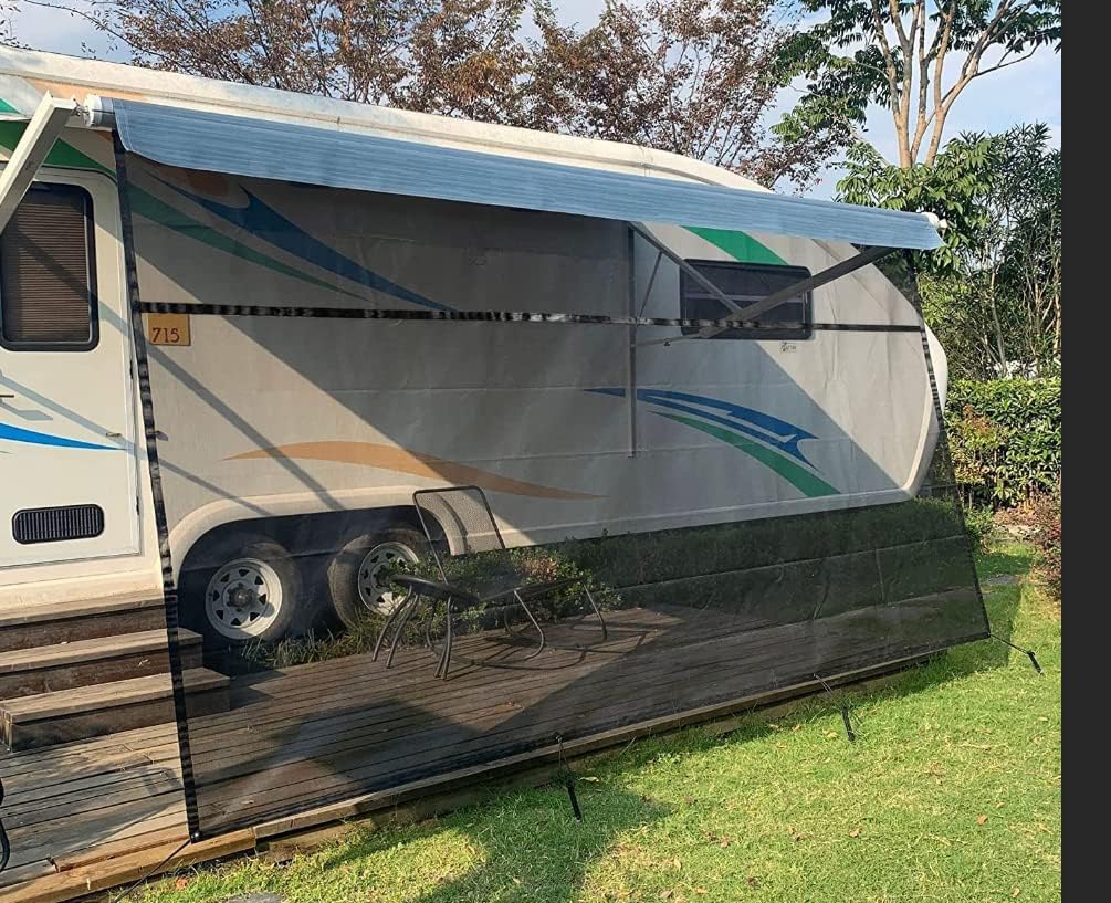 15'X8' Black Mesh RV Awning Shade Screen with Zipper C88484