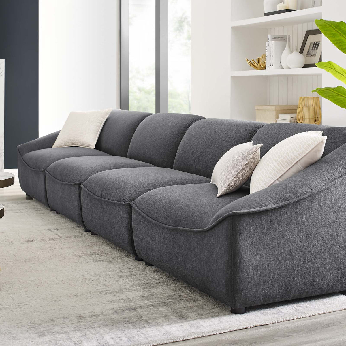 Dark Grey Fabric Sofa Q6456