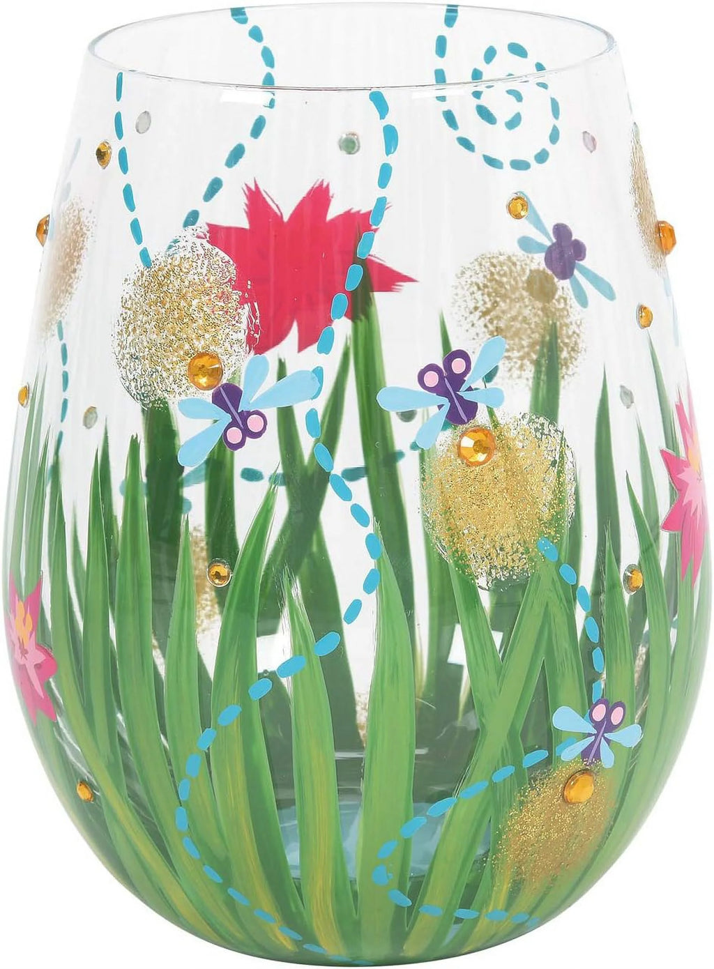 Hand-Painted Stemless Wine Glass D71220