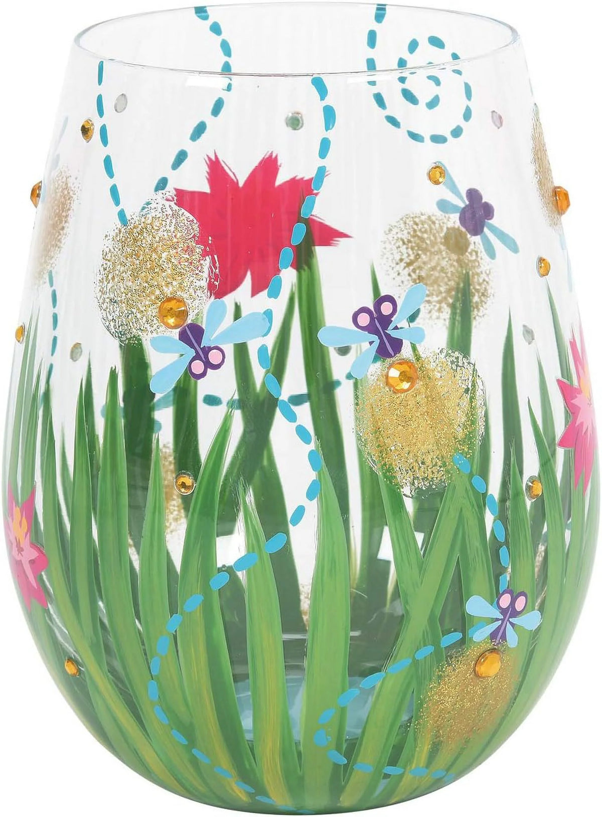 Hand-Painted Stemless Wine Glass D71220