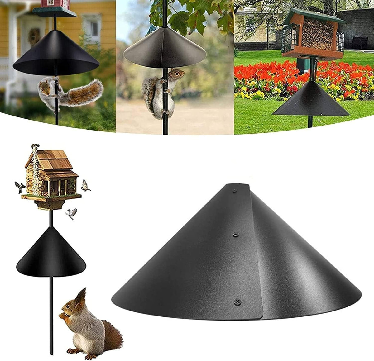 14 Inch Wide Squirrel Baffle for Bird Feeder Pole, PP Squirrel Proof Baffle (2 Pack) P6887