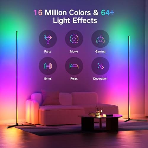 Smart LED Floor Lamp RGB, 2 Pack Color Changing Corner Lamp R98479