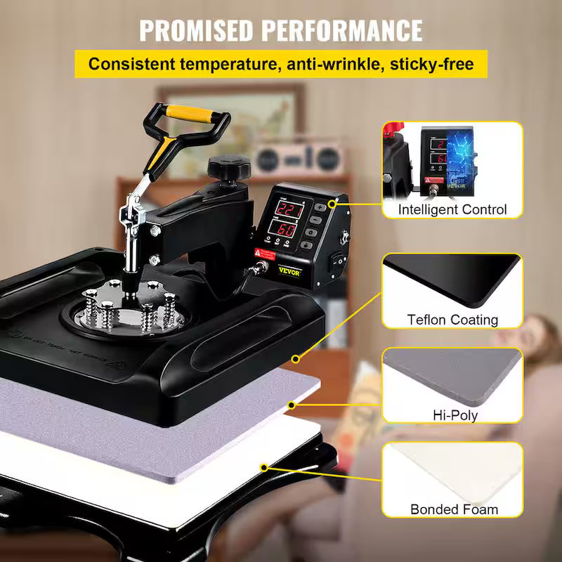 15 in. x 15 in. 5 in 1 Heat Press Machine Black A476935