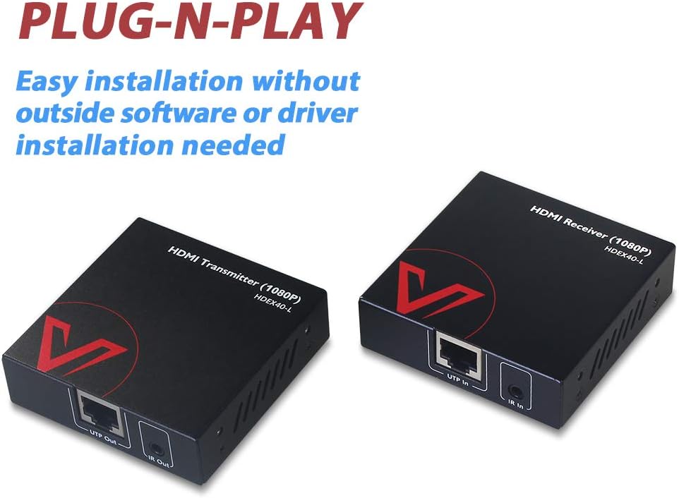 HDMI Extender Over Cat5e/6/6a/7 up to 1080P@60Hz 164ft/50m with IR Remote Control Pack of 2 K372