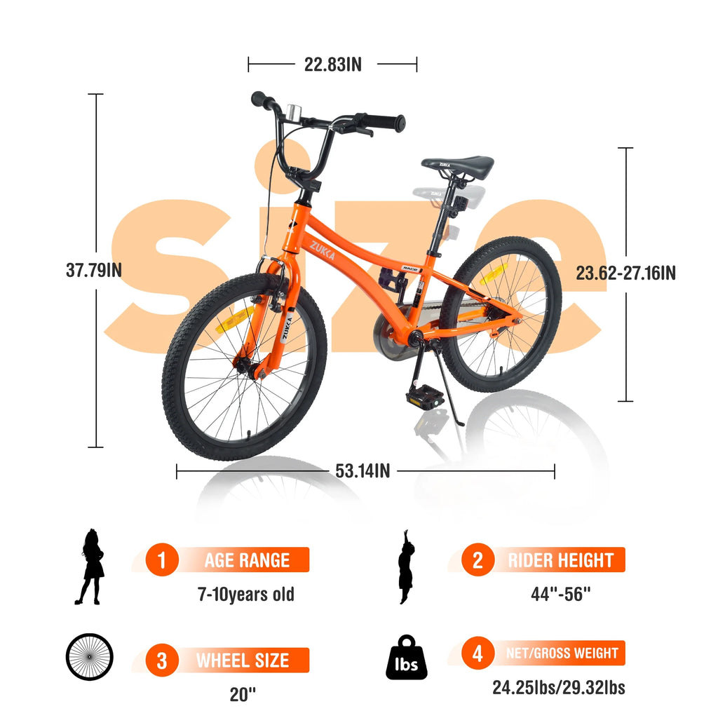 20 Inch Single Speed Boys Bike with Steel Frame Orange Q237