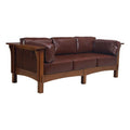 Solid Quarter Sawn White Oak and Leather Cushions Sofa X57139