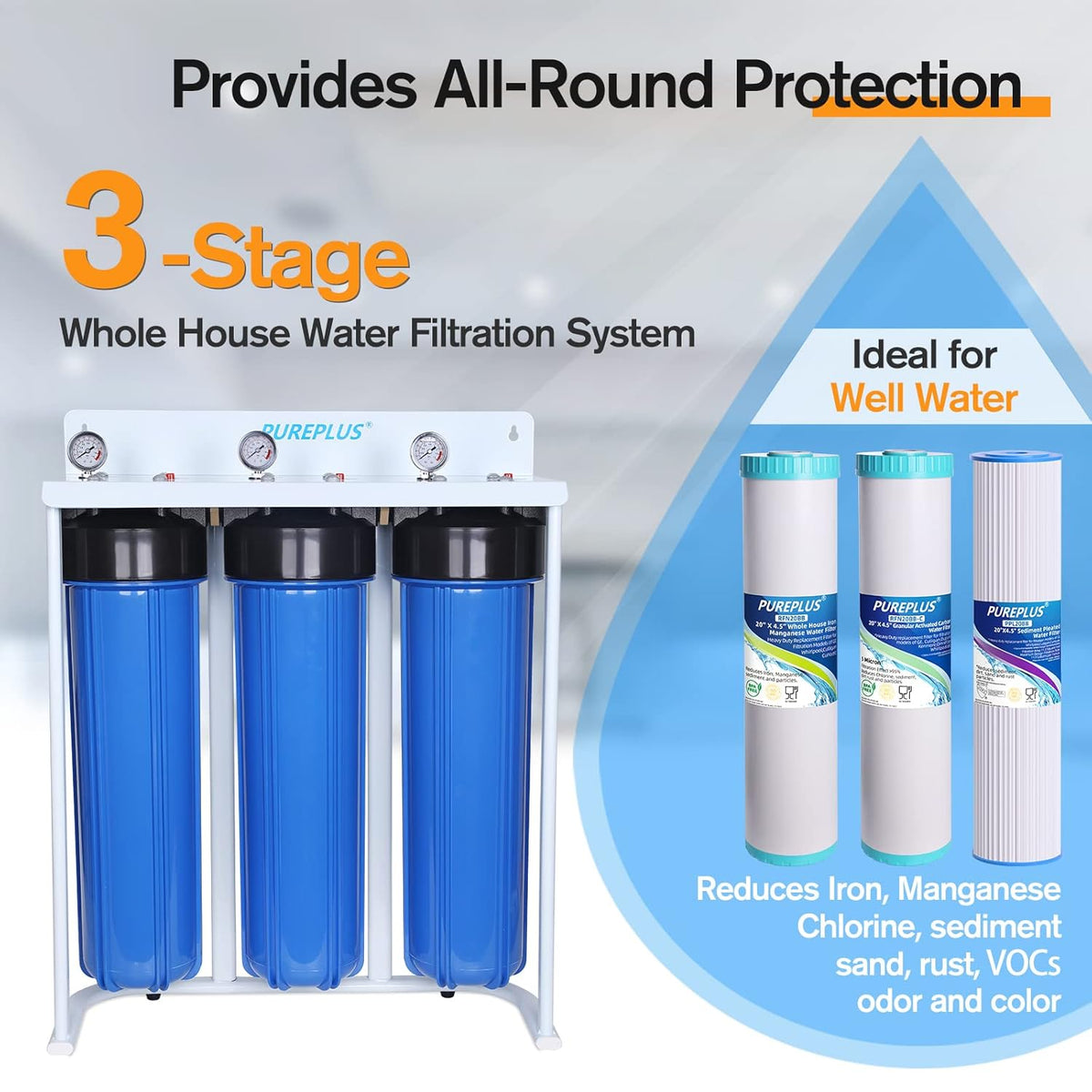 3 Stage Whole House Water Filtration System L501