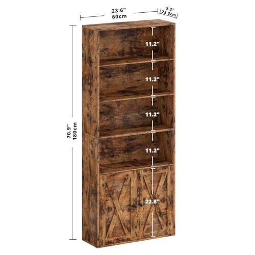Industrial 6 Shelf Bookcase with Doors Y703