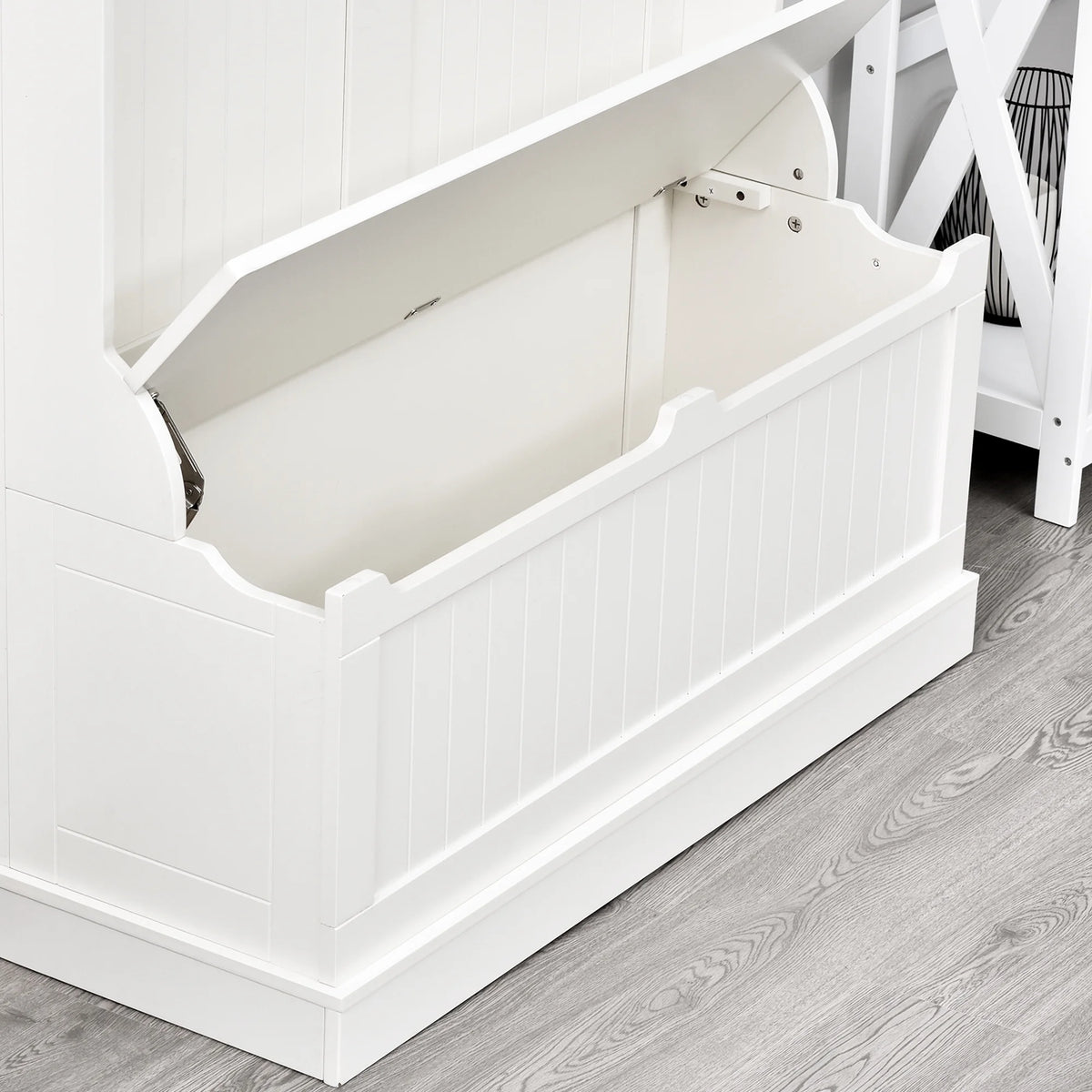 White 3-In-1 Entryway Hall Tree with Storage Bench T4816