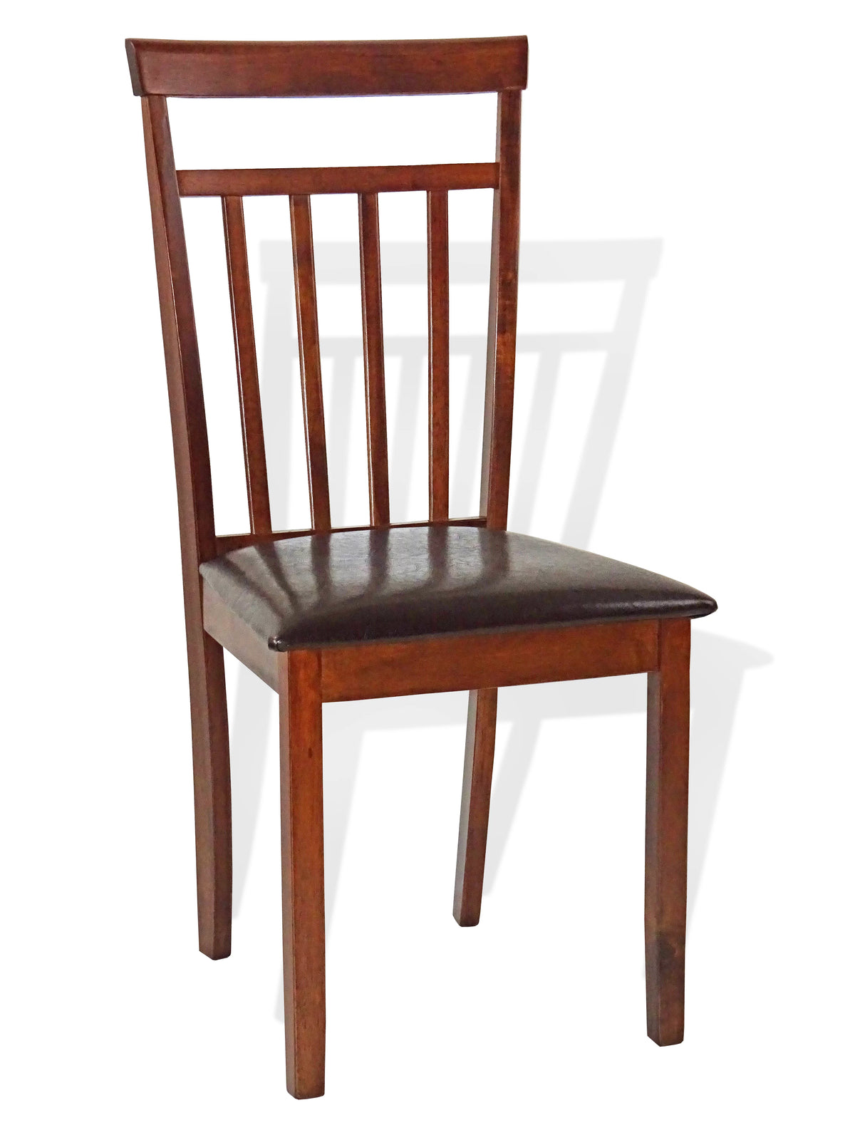 5 Pcs Rectangular Table 3 Wooden Chairs Bench Medium Brown I505