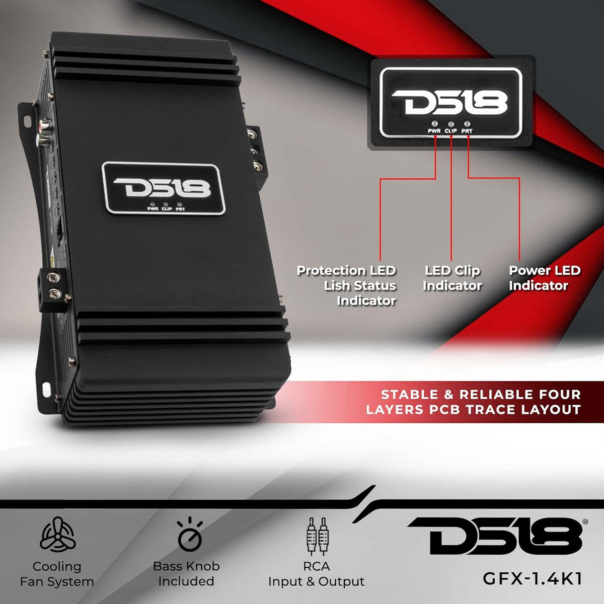 1400 Watts RMS 1-Channel Class D Car Audio Amplifier C6044